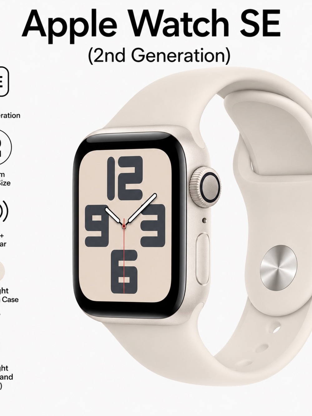 Apple Watch SE (2nd Generation) Starlight Aluminum with Starlight Sport Band
